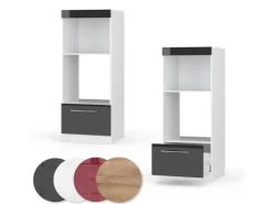 Vicco Mikrowellenschrank Fame-Line Anthrazit Hochglanz/Weiß 60 cm Offen