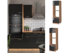 Vicco Mikrowellenschrank R-Line Anthrazit Hochglanz/Goldkraft Eiche 60 cm