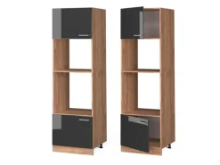 Vicco Mikrowellenschrank R-Line Anthrazit Hochglanz/Goldkraft Eiche 60 cm