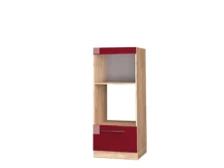 Vicco Mikrowellenschrank Fame-Line Bordeaux Hochglanz/Goldkraft Eiche 60 cm Offen