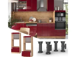 Vicco Mikrowellenschrank Fame-Line Bordeaux Hochglanz/Goldkraft Eiche 60 cm Offen