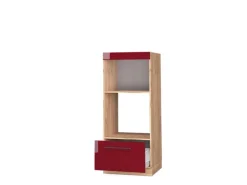 Vicco Mikrowellenschrank Fame-Line Bordeaux Hochglanz/Goldkraft Eiche 60 cm Offen