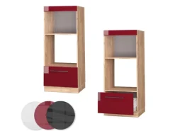 Vicco Mikrowellenschrank Fame-Line Bordeaux Hochglanz/Goldkraft Eiche 60 cm Offen