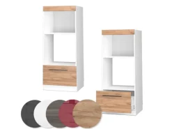 Vicco Mikrowellenschrank Fame-Line Küchenregal für die Mikrowelle Goldkraft Eiche/Weiß 60 cm Offen