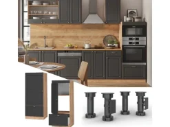 Vicco Mikrowellenschrank Fame-Line Anthrazit-Gold/Goldkraft Eiche 60 cm