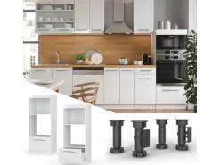 Vicco Mikrowellenschrank Fame-Line Küchenregal für die Mikrowelle Weiß Hochglanz/Weiß 60 cm Offen