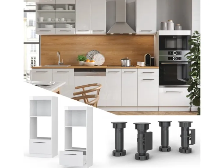 Vicco Mikrowellenschrank Fame-Line Küchenregal für die Mikrowelle Weiß Hochglanz/Weiß 60 cm Offen