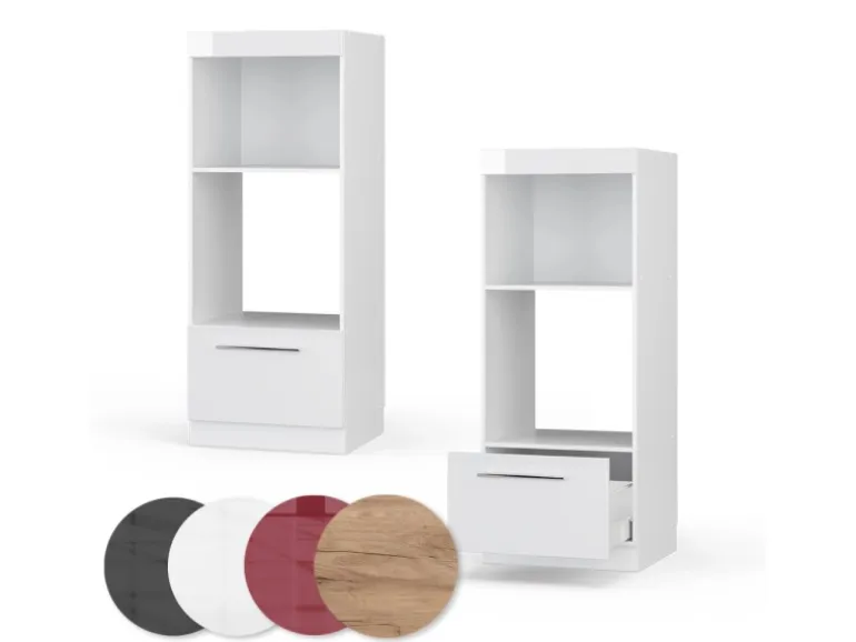 Vicco Mikrowellenschrank Fame-Line Küchenregal für die Mikrowelle Weiß Hochglanz/Weiß 60 cm Offen