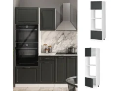 Vicco Mikrowellenschrank R-Line Küchenregal für die Mikrowelle Anthrazit Landhaus/Weiß 60 cm