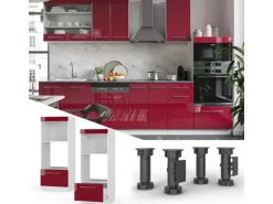 Vicco Mikrowellenschrank Fame-Line Bordeaux Hochglanz/Weiß 60 cm Offen