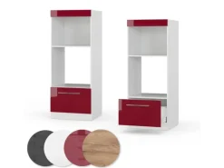 Vicco Mikrowellenschrank Fame-Line Bordeaux Hochglanz/Weiß 60 cm Offen