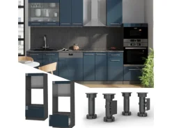 Vicco Mikrowellenschrank Fame-Line Dunkelblau Hochglanz/Anthrazit 60 cm Offen