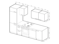 Vicco Optima Küchenzeile Weiß 270 cm ohne Arbeitsplatte mit LED-LeistenOptima ohne E-Geräte