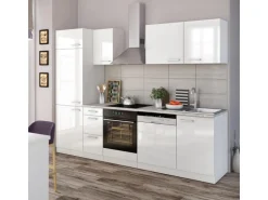 Vicco Optima Küchenzeile Weiß 270 cm ohne Arbeitsplatte mit LED-LeistenOptima ohne E-Geräte