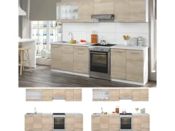 Vicco Raul Küchenzeile Sonoma 270 cm AP Marmor mit LED-LeistenRaul ohne E-Geräte