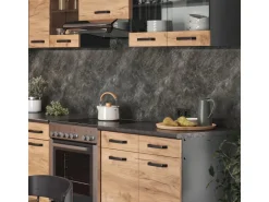 Vicco Rick Eckküche Anthrazit/Goldkraft Eiche 267 x 167 cm AP SchwarzRick ohne E-Geräte