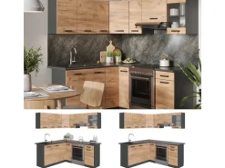 Vicco Rick Eckküche Anthrazit/Goldkraft Eiche 187 x 167 cm AP SchwarzRick ohne E-Geräte