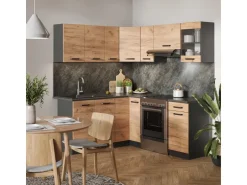 Vicco Rick Eckküche Anthrazit/Goldkraft Eiche 187 x 167 cm AP SchwarzRick ohne E-Geräte