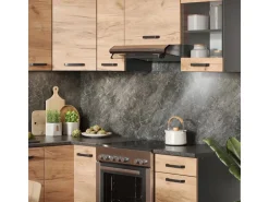 Vicco Rick Eckküche Anthrazit/Goldkraft Eiche 187 x 167 cm AP SchwarzRick ohne E-Geräte