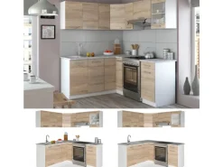 Vicco Rick Eckküche Weiß/Sonoma 187 x 167 cm AP MarmorRick ohne E-Geräte