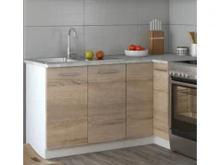 Vicco Rick Eckküche Weiß/Sonoma 187 x 167 cm AP MarmorRick ohne E-Geräte