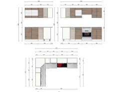 Vicco Rick Eckküche Weiß/Sonoma 247 x 167 cm AP Marmor mit LED-LeistenRick ohne E-Geräte