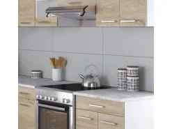 Vicco Rick Eckküche Weiß/Sonoma 247 x 167 cm AP Marmor mit LED-LeistenRick ohne E-Geräte