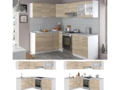 Vicco Rick Eckküche Weiß/Sonoma 227 x 167 cm AP MarmorRick ohne E-Geräte