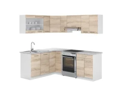 Vicco Rick Eckküche Weiß/Sonoma 207 x 167 cm AP MarmorRick ohne E-Geräte