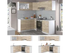 Vicco Rick Eckküche Weiß/Sonoma 207 x 167 cm AP MarmorRick ohne E-Geräte