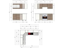 Vicco Rick Eckküche Weiß/Sonoma 207 x 167 cm AP MarmorRick ohne E-Geräte