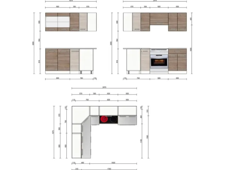 Vicco Rick Eckküche Weiß/Sonoma 207 x 167 cm AP MarmorRick ohne E-Geräte
