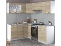 Vicco Rick Eckküche Weiß/Sonoma 207 x 167 cm AP MarmorRick ohne E-Geräte