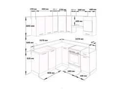 Vicco Rick Eckküche Weiß/Weiß Hochglanz 187 x 167 cm AP MarmorRick ohne E-Geräte