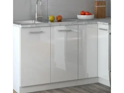 Vicco Rick Eckküche Weiß/Weiß Hochglanz 187 x 167 cm AP MarmorRick ohne E-Geräte