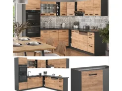 Vicco R-Line Eckküche Anthrazit/Goldkraft Eiche 237 x 247 cm AP Anthrazit ohne E-Geräte