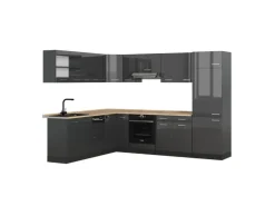 Vicco R-Line Eckküche Anthrazit Hochglanz/Anthrazit 227 x 287 cm ohne Arbeitsplatte ohne E-Geräte