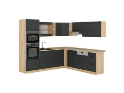 Vicco R-Line Eckküche Anthrazit Landhaus/Goldkraft Eiche 237 x 60 cm ohne Arbeitsplatte ohne E-Geräte