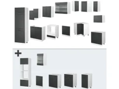 Vicco R-Line Eckküche Anthrazit Landhaus/Weiß 227 x 287 cm AP Marmor ohne E-Geräte