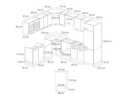 Vicco R-Line Eckküche Anthrazit Hochglanz/Anthrazit 227 x 287 cm AP Eiche ohne E-Geräte