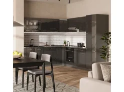 Vicco R-Line Eckküche Anthrazit Hochglanz/Anthrazit 227 x 287 cm AP Eiche ohne E-Geräte