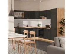 Vicco R-Line Eckküche Anthrazit Landhaus/Goldkraft Eiche 227 x 287 cm ohne Arbeitsplatte ohne E-Geräte