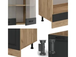 Vicco R-Line Eckküche Anthrazit Landhaus/Goldkraft Eiche 227 x 287 cm ohne Arbeitsplatte ohne E-Geräte