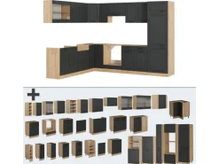 Vicco R-Line Eckküche Anthrazit Landhaus/Goldkraft Eiche 227 x 287 cm ohne Arbeitsplatte ohne E-Geräte