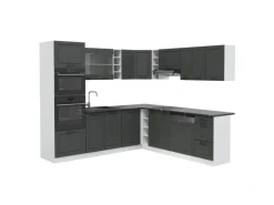 Vicco R-Line Eckküche Anthrazit Landhaus/Weiß 237 x 60 cm ohne Arbeitsplatte ohne E-Geräte