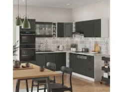 Vicco R-Line Eckküche Anthrazit Landhaus/Weiß 237 x 60 cm ohne Arbeitsplatte ohne E-Geräte