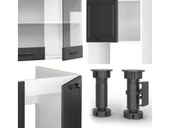 Vicco R-Line Eckküche Anthrazit Landhaus/Weiß 237 x 60 cm ohne Arbeitsplatte ohne E-Geräte