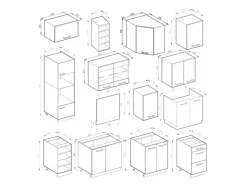 Vicco R-Line Eckküche Anthrazit Landhaus/Weiß 237 x 60 cm AP Marmor ohne E-Geräte