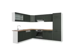 Vicco R-Line Eckküche Anthrazit Landhaus/Weiß 227 x 287 cm AP Eiche ohne E-Geräte