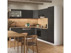 Vicco R-Line Eckküche Anthrazit Landhaus/Weiß 227 x 287 cm AP Eiche ohne E-Geräte